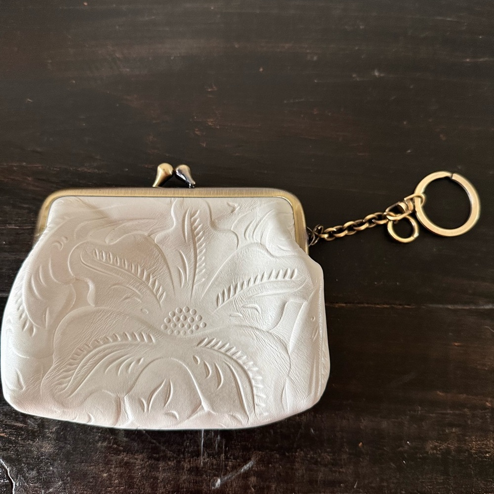 Patricia Nash Latte Embossed Coin Purse with Keychain